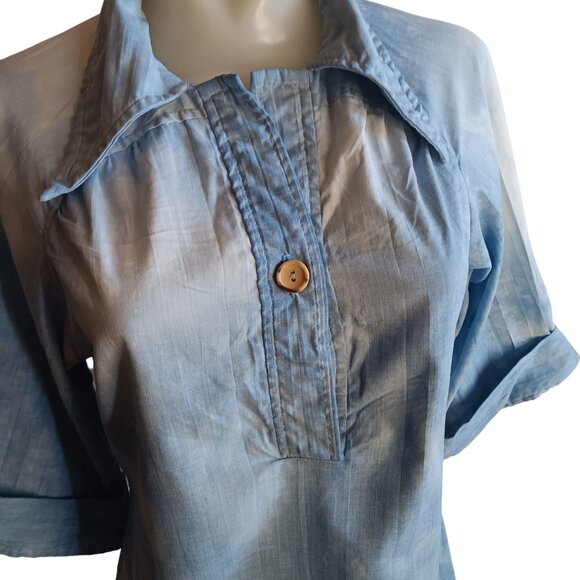 Women's Small Medium S/M Vintage Hippy Boho Blouse 1970's Tie-Dye 3/4 Sleeve - Picture 5 of 7